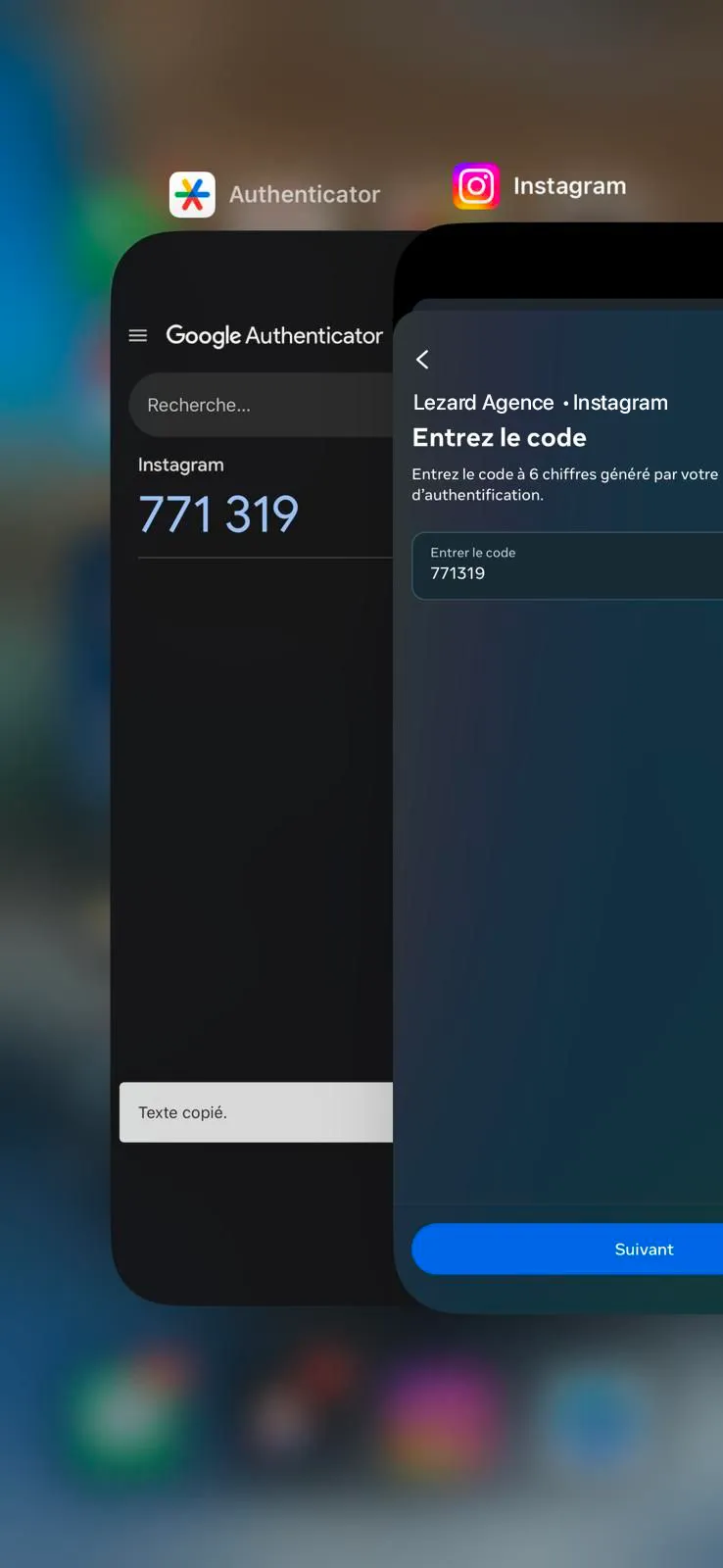 Confirm the Code on Instagram
