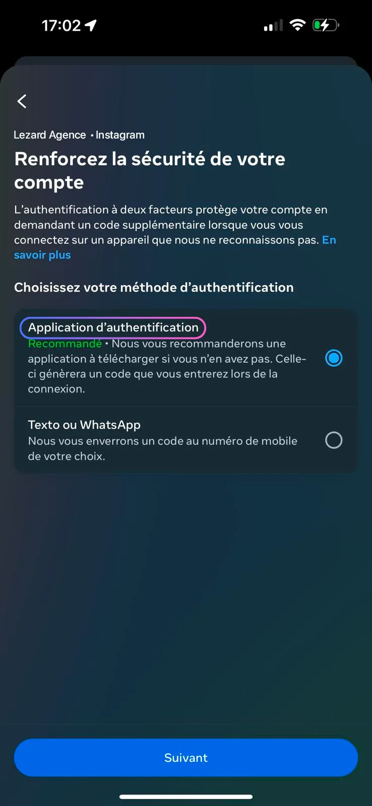 Choose Authentication App