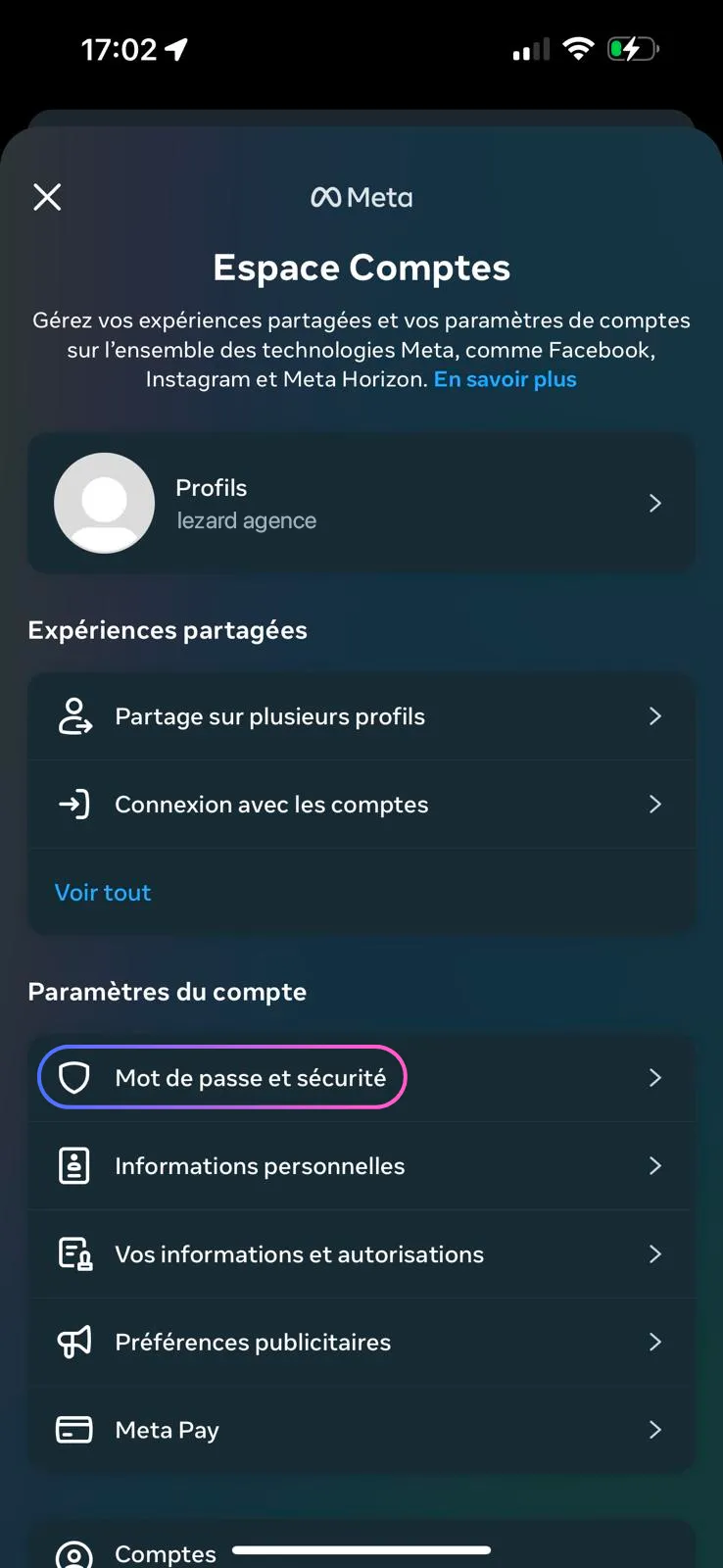 Go to Password and Security